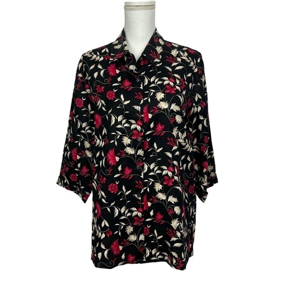 Charter Club Women’s Button Blouse Sz 16 Multi Color Floral Print 100% Linen - Picture 1 of 11